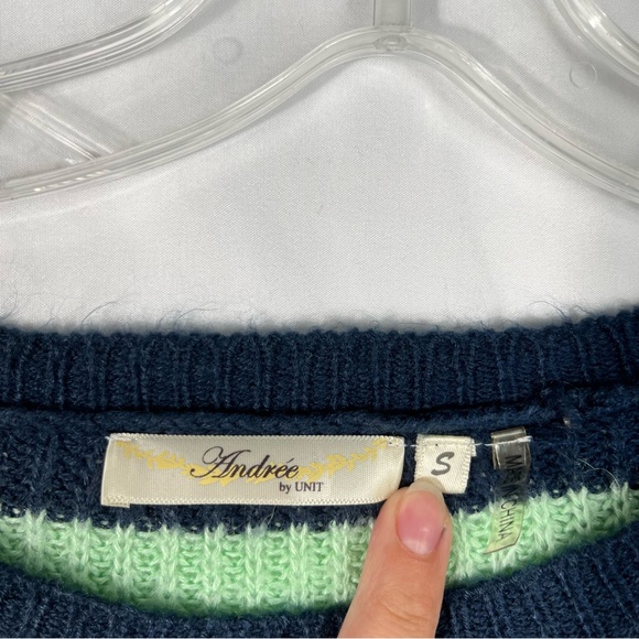 Andree By Unit Boutique Longline Tunic Length Striped Knit Sweater Small S - Picture 2 of 4